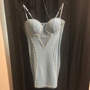Light Blue Studded Dress